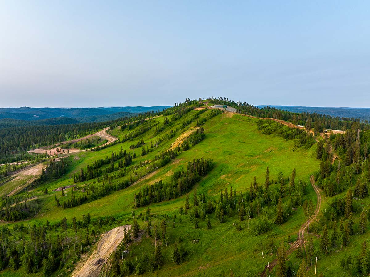 Ski hill in the summer at Deer Mountain Village.
